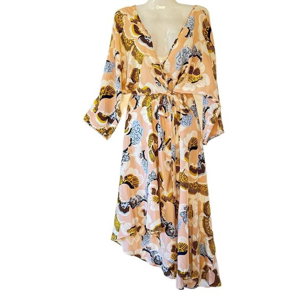 Diane von Furstenberg Silk Wrap Dress Floral Asymmetric V-Neck Front & Back  XS - Picture 1 of 10